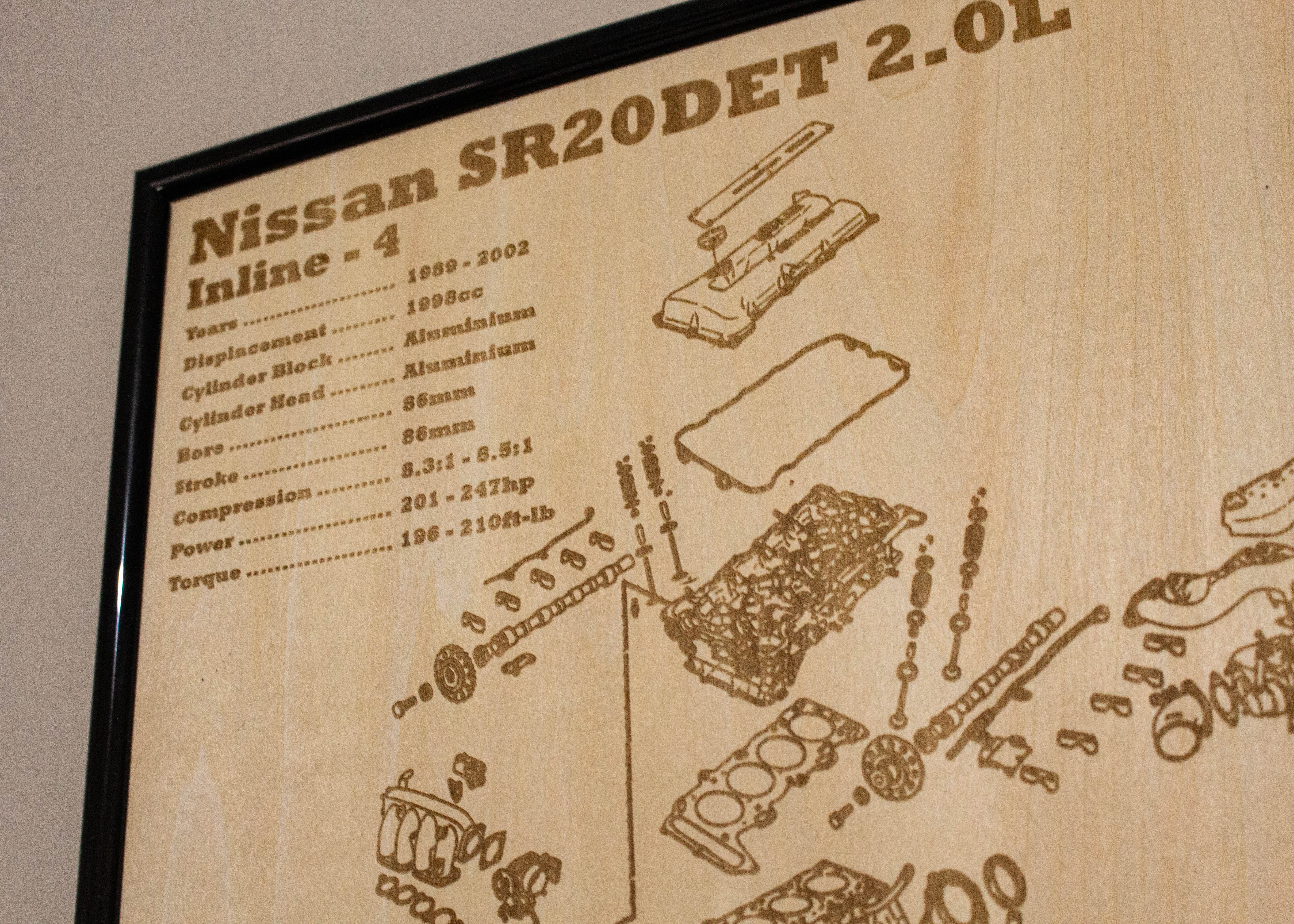 Nissan SR20DET [PRE VCT] 2.0L exploded view poster – EngineMaps