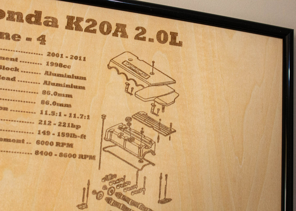 Honda K20A 2.0L Exploded View Poster – EngineMaps