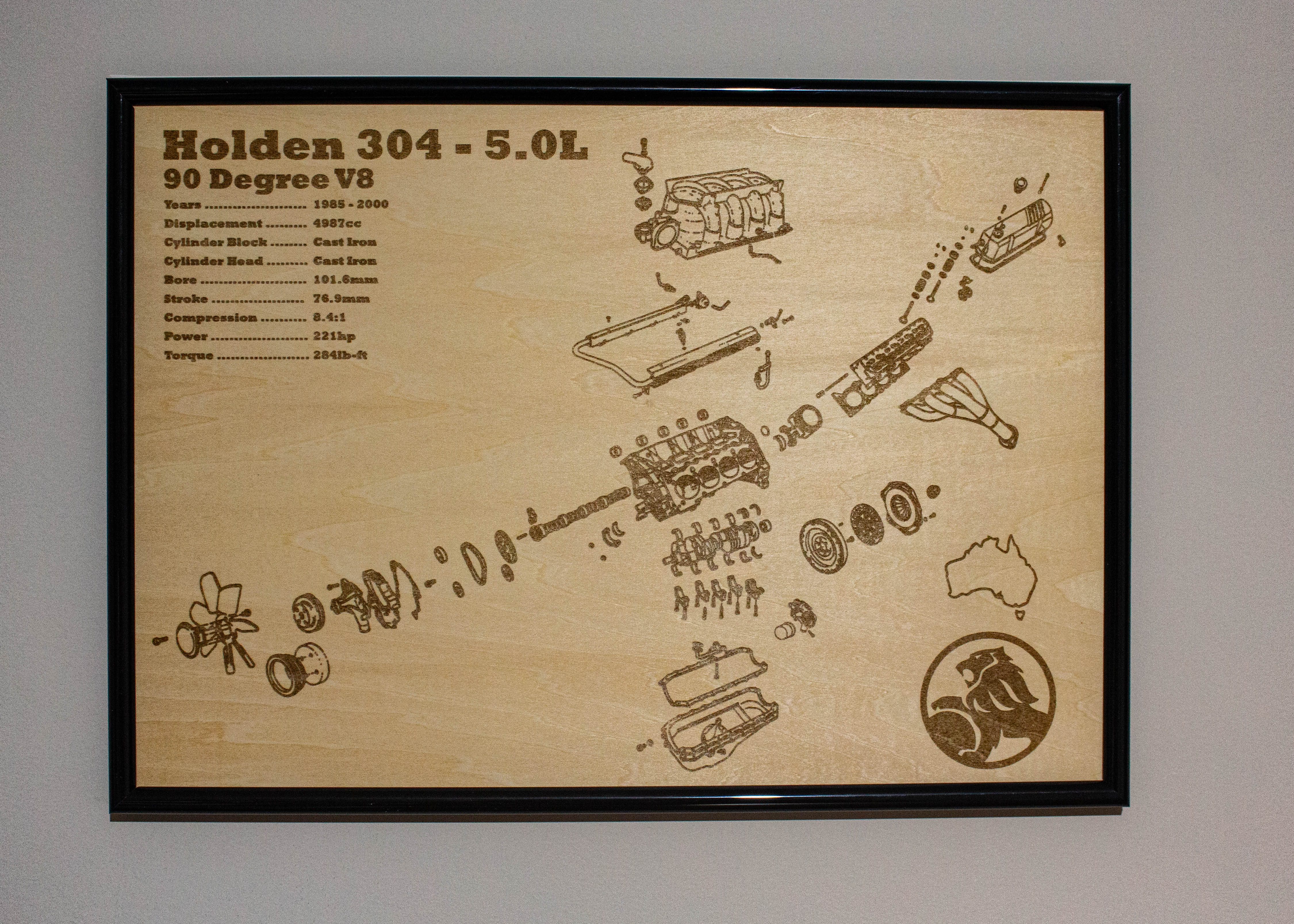 Holden 304 5.0L Engine Exploded View Poster – EngineMaps