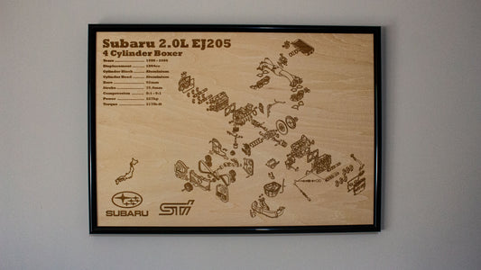 Subaru EJ205 2.0L Exploded View Poster