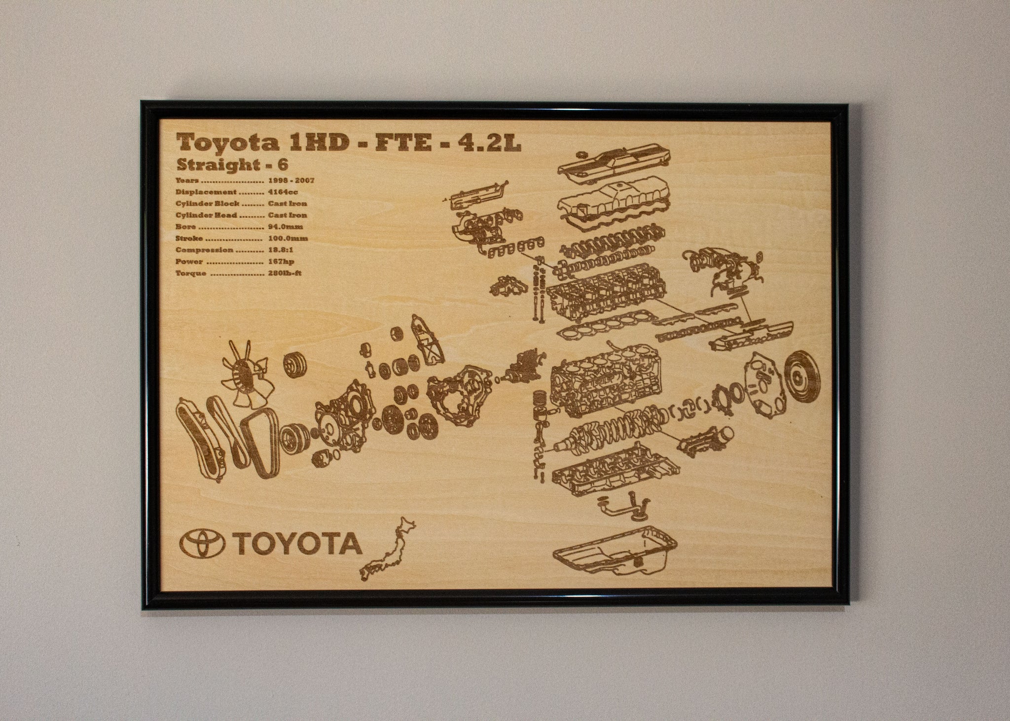Toyota 1HD-FTE 4.2L exploded view poster