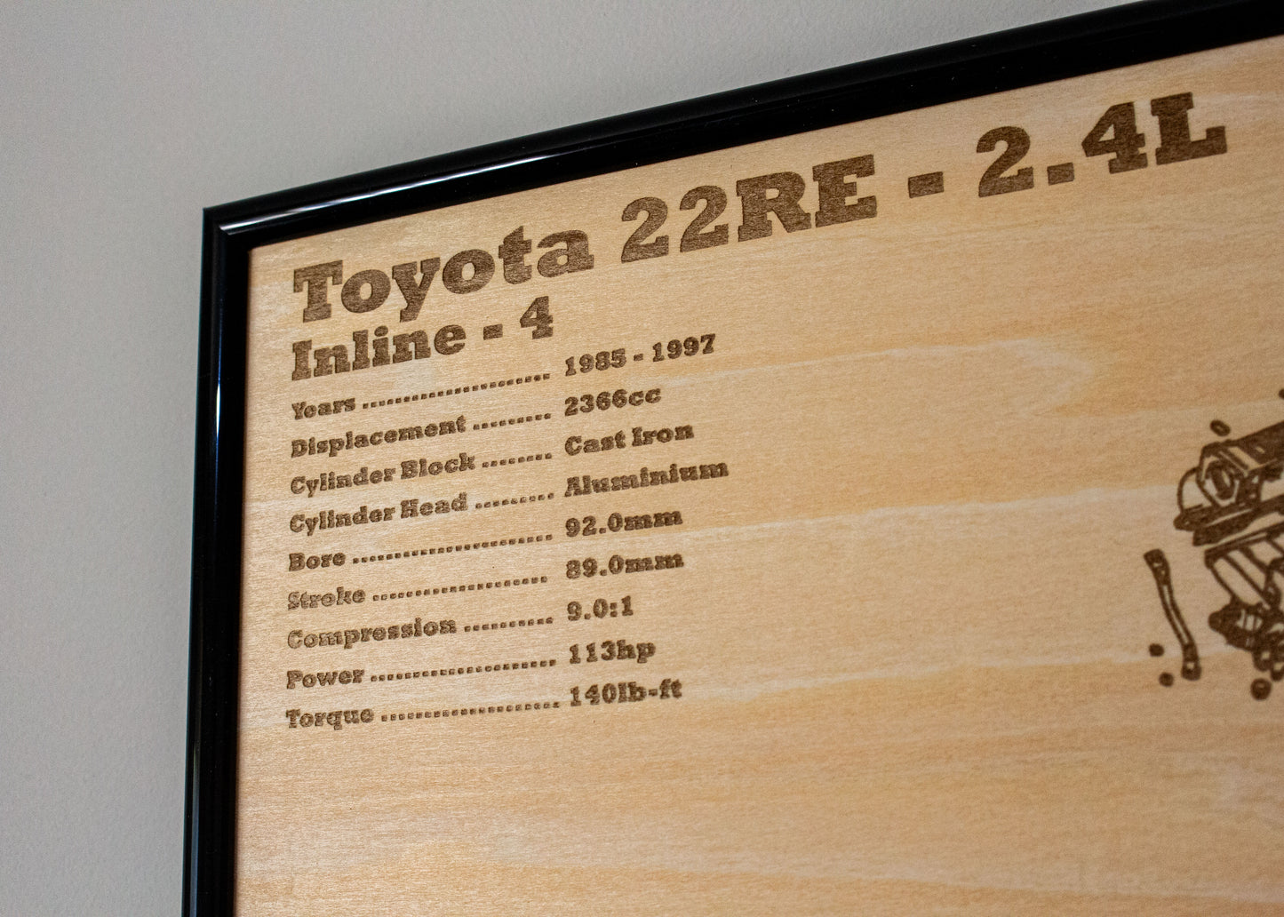 Toyota 22RE 2.4L Exploded View Poster