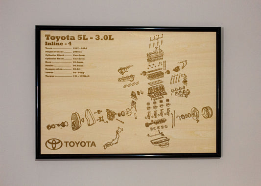 Toyota 5L 3.0L Exploded View Poster
