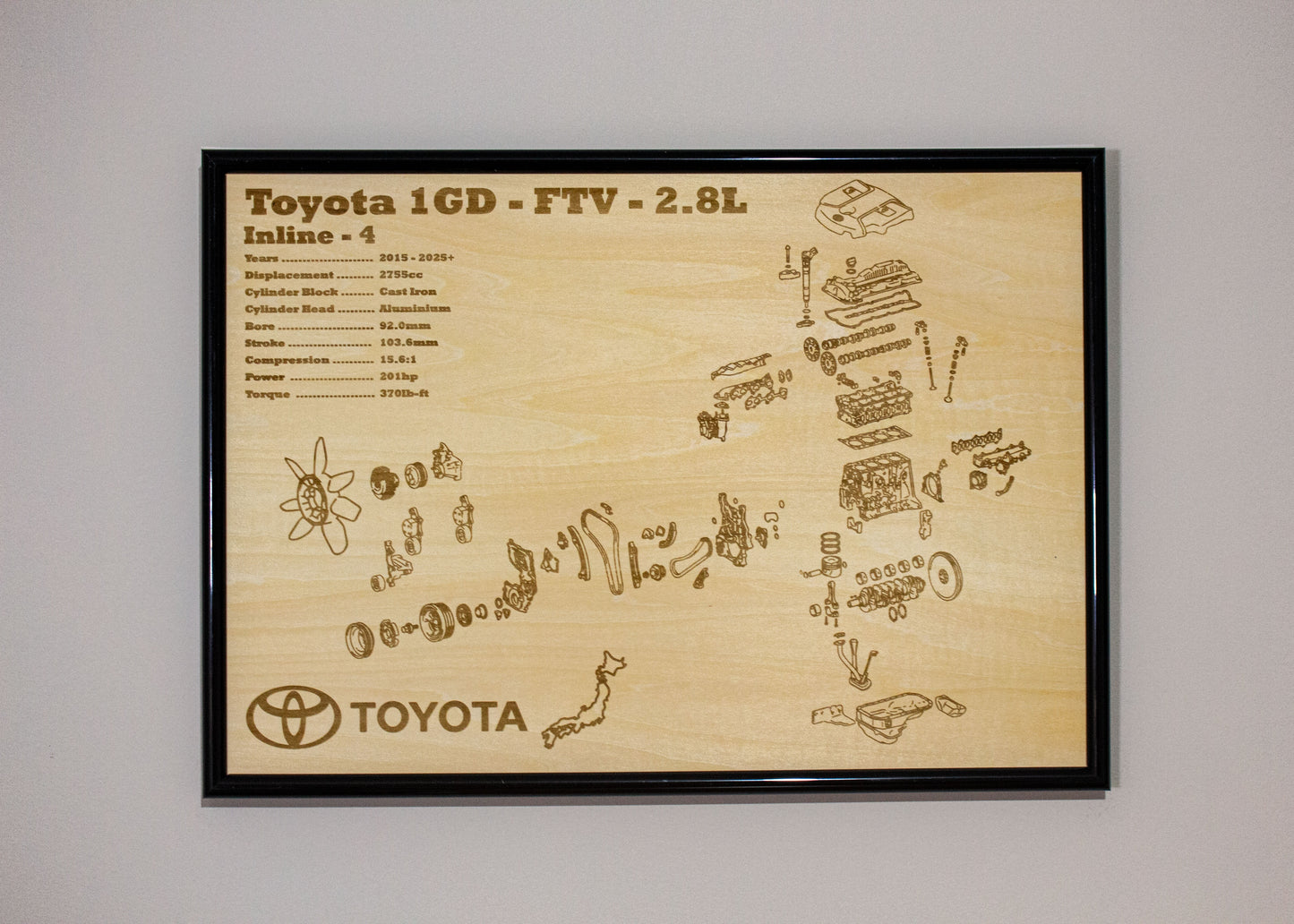 Toyota 1GD-FTV 2.8L Exploded view Poster