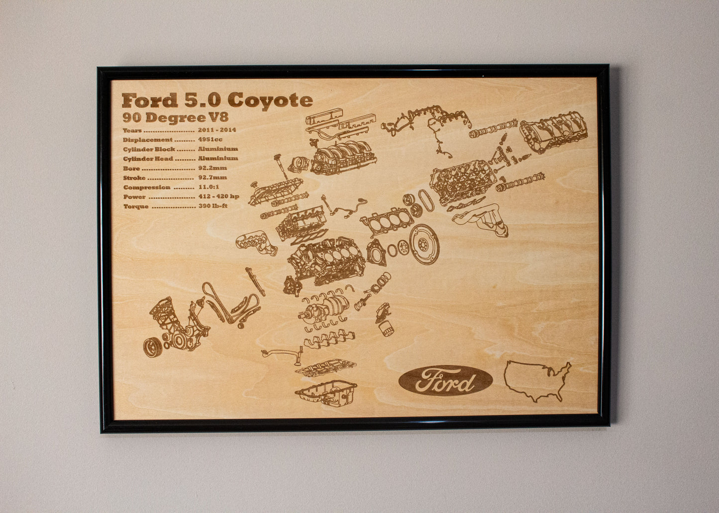 Ford 5.0 Coyote exploded view poster [1st Gen]