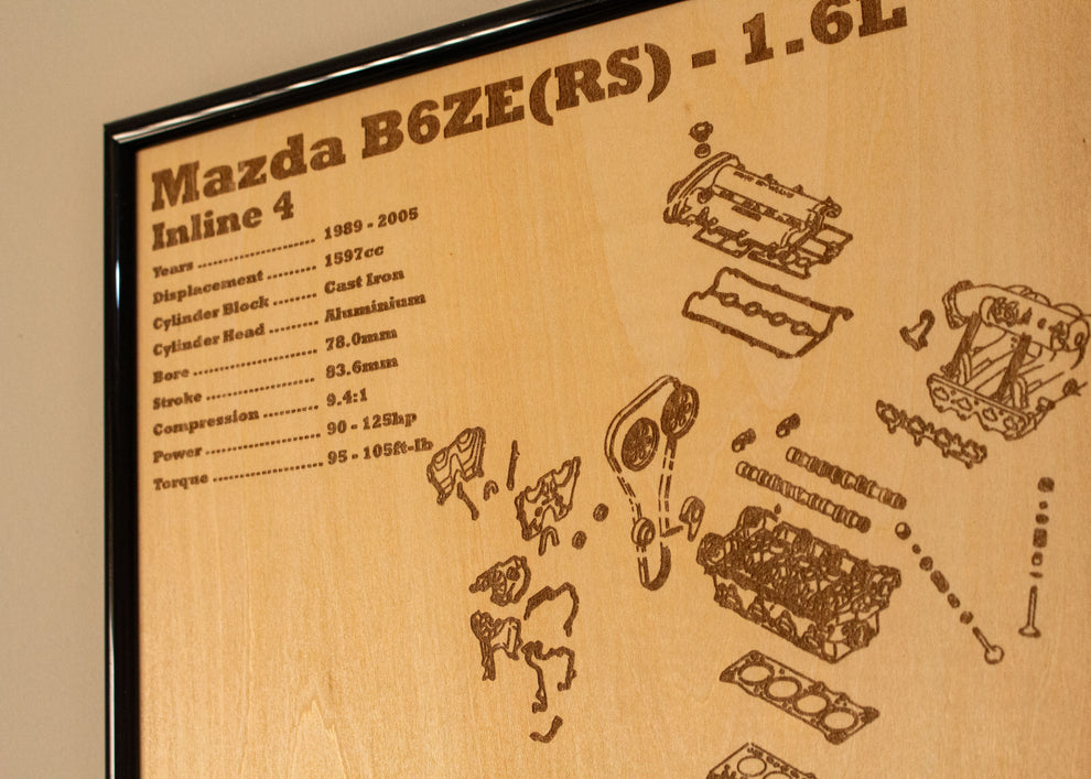 Mazda B6ZE(RS) 1.6L Exploded View Poster – EngineMaps