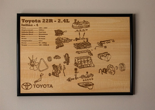 Toyota 22R 2.4L exploded view poster