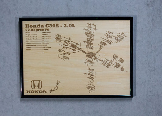 Honda C30A 3.0L Exploded View Poster