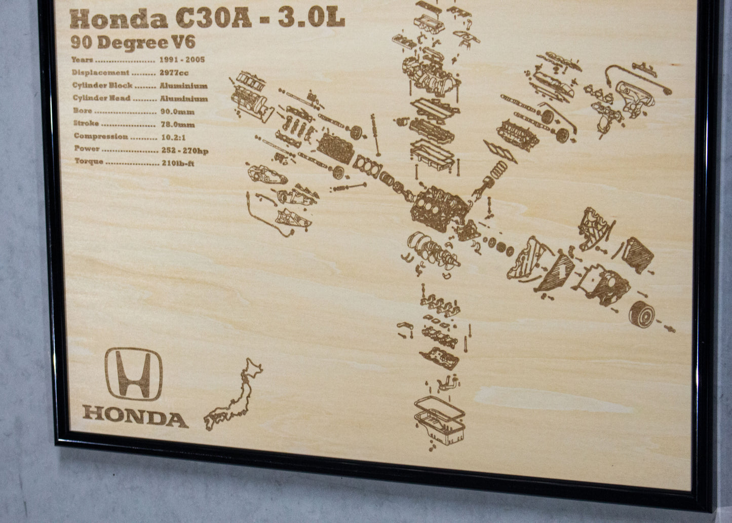 Honda C30A 3.0L Exploded View Poster