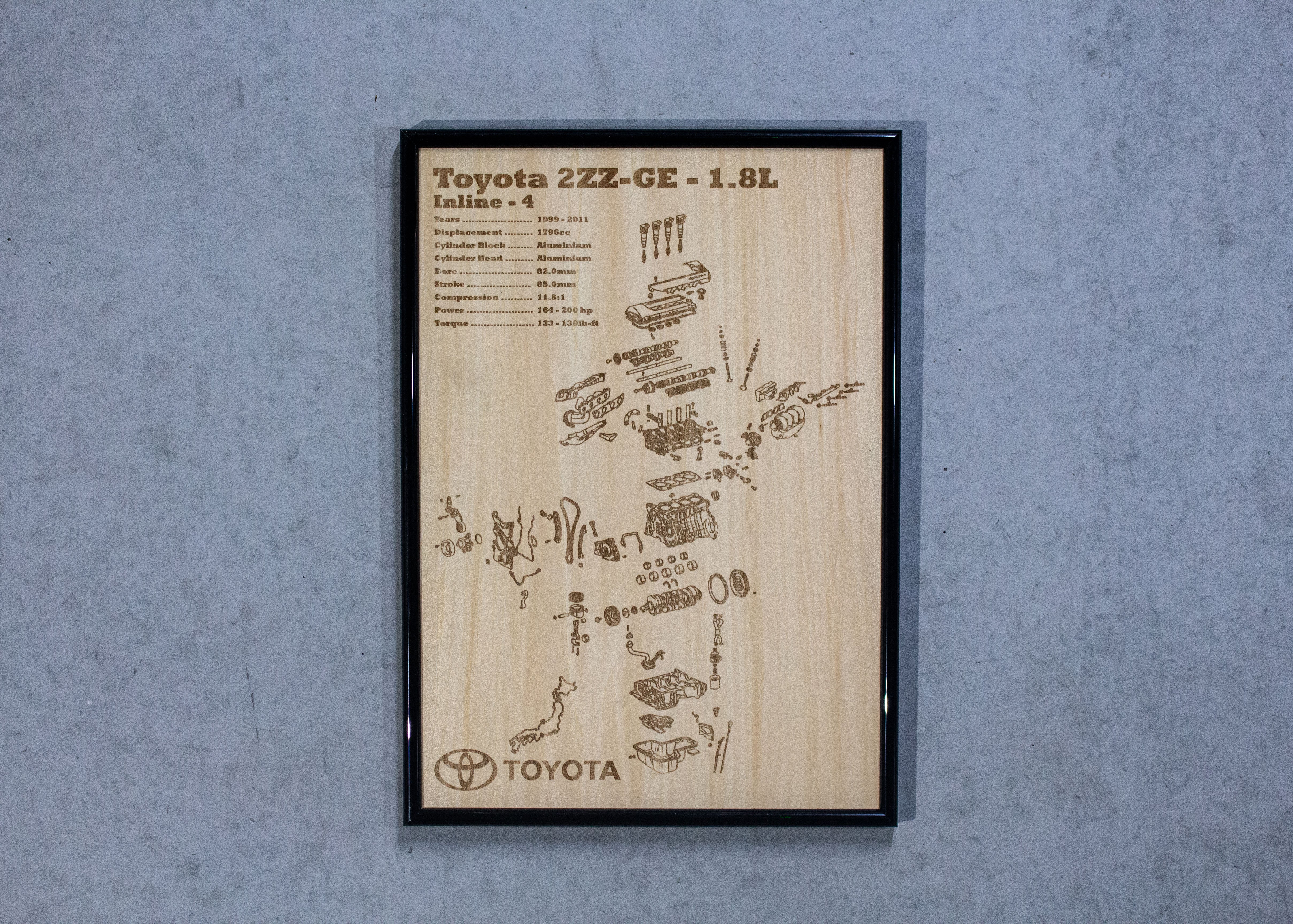 Toyota 2ZZ-GE 1.8L Exploded View Poster – EngineMaps