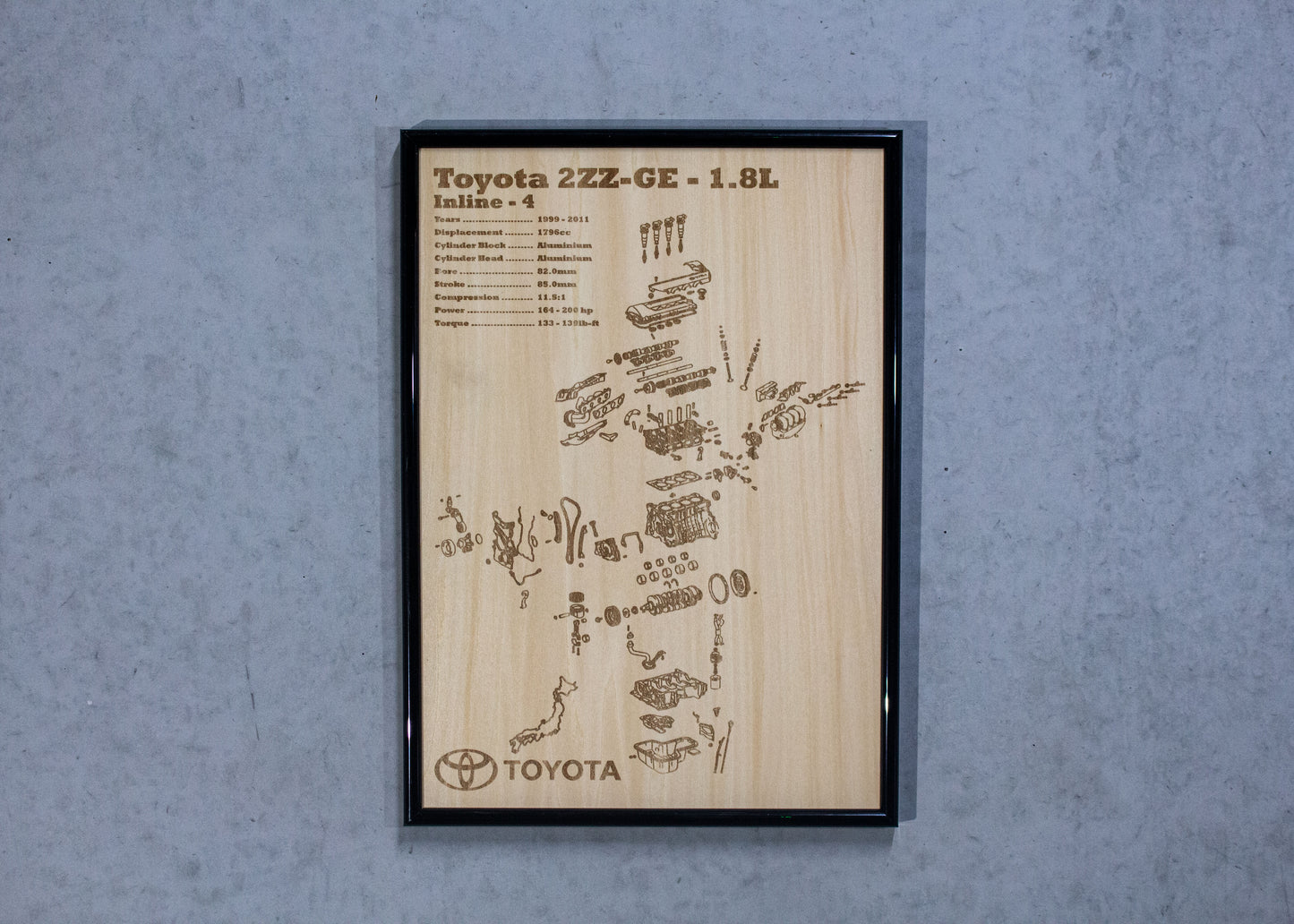 Toyota 2ZZ-GE 1.8L Exploded View Poster