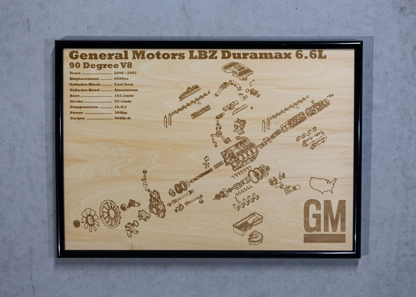 General Motors Duramax LBZ 6.6L Exploded View Poster
