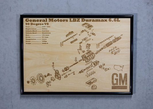 General Motors Duramax LBZ 6.6L Exploded View Poster