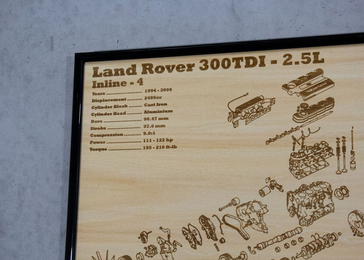 Land Rover 300TDi 2.5L Exploded view poster