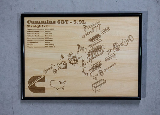 Cummins 6BT 5.9L Exploded View Poster