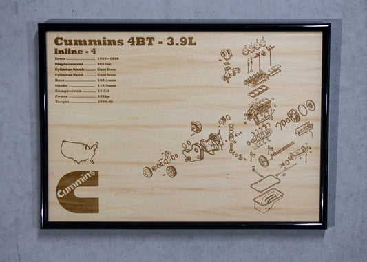 Cummins 4BT 3.9L Exploded View Poster