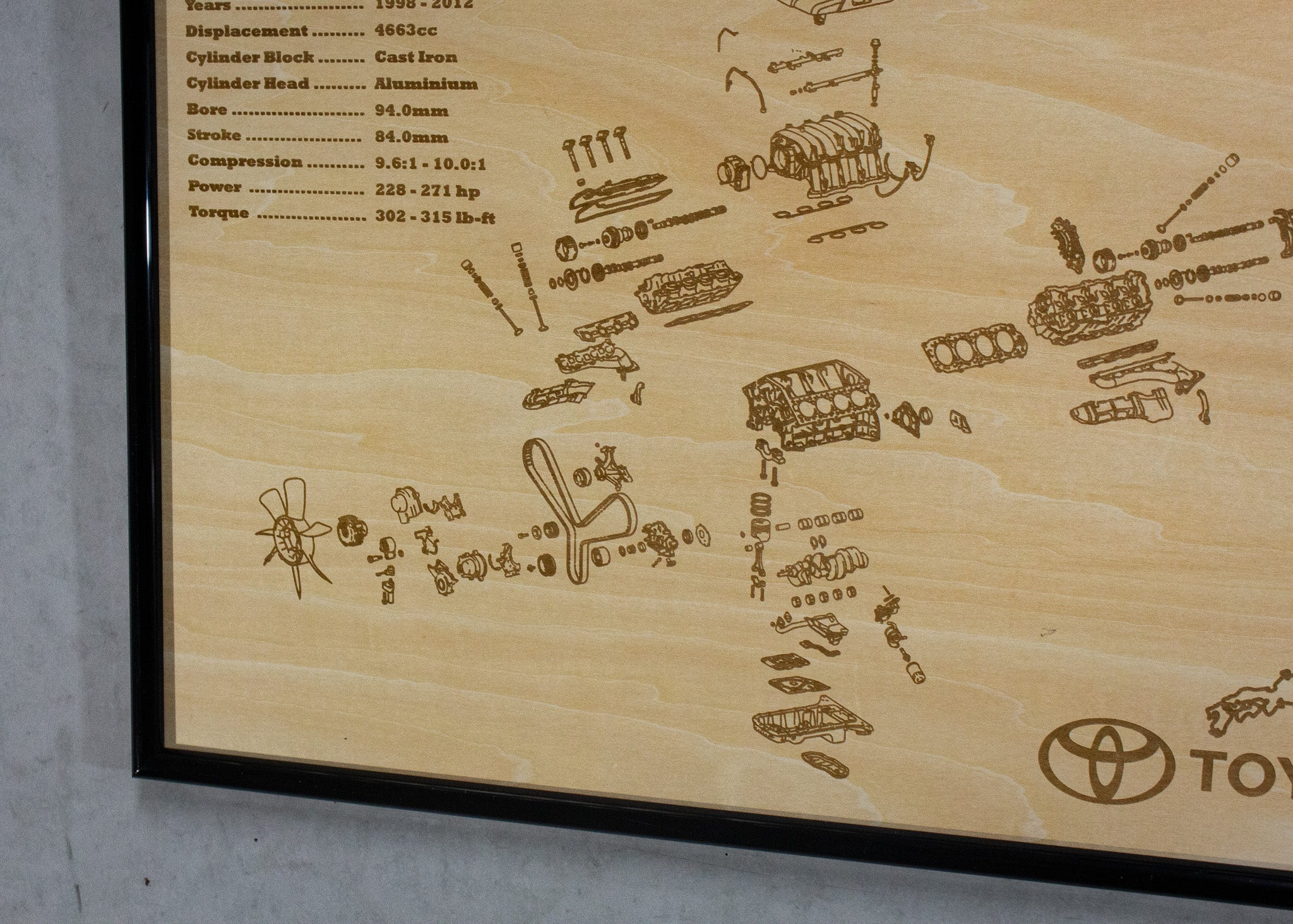 Toyota 2UZ-FE 4.7L exploded view poster – EngineMaps