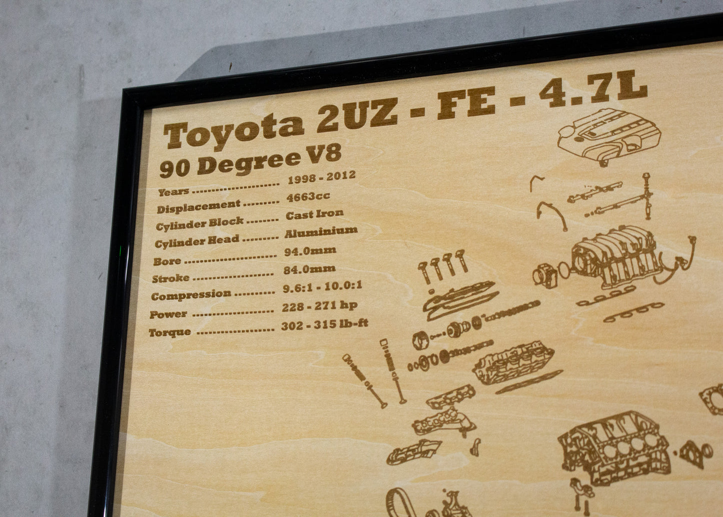 Toyota 2UZ-FE 4.7L exploded view poster