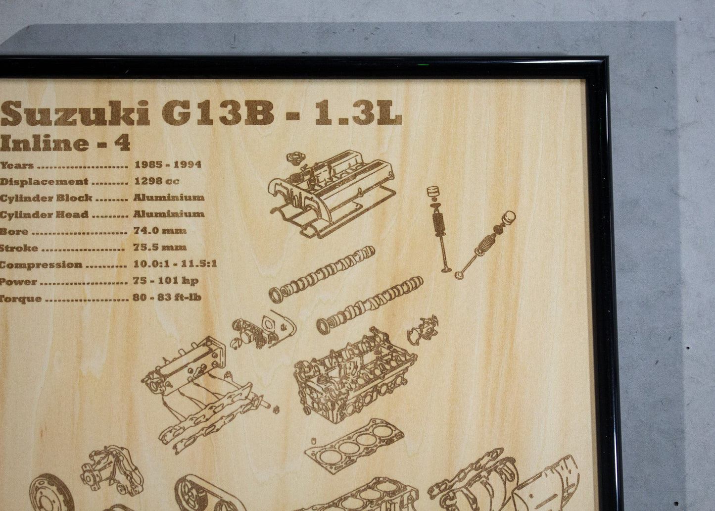 Suzuki G13B 1.3L exploded view poster