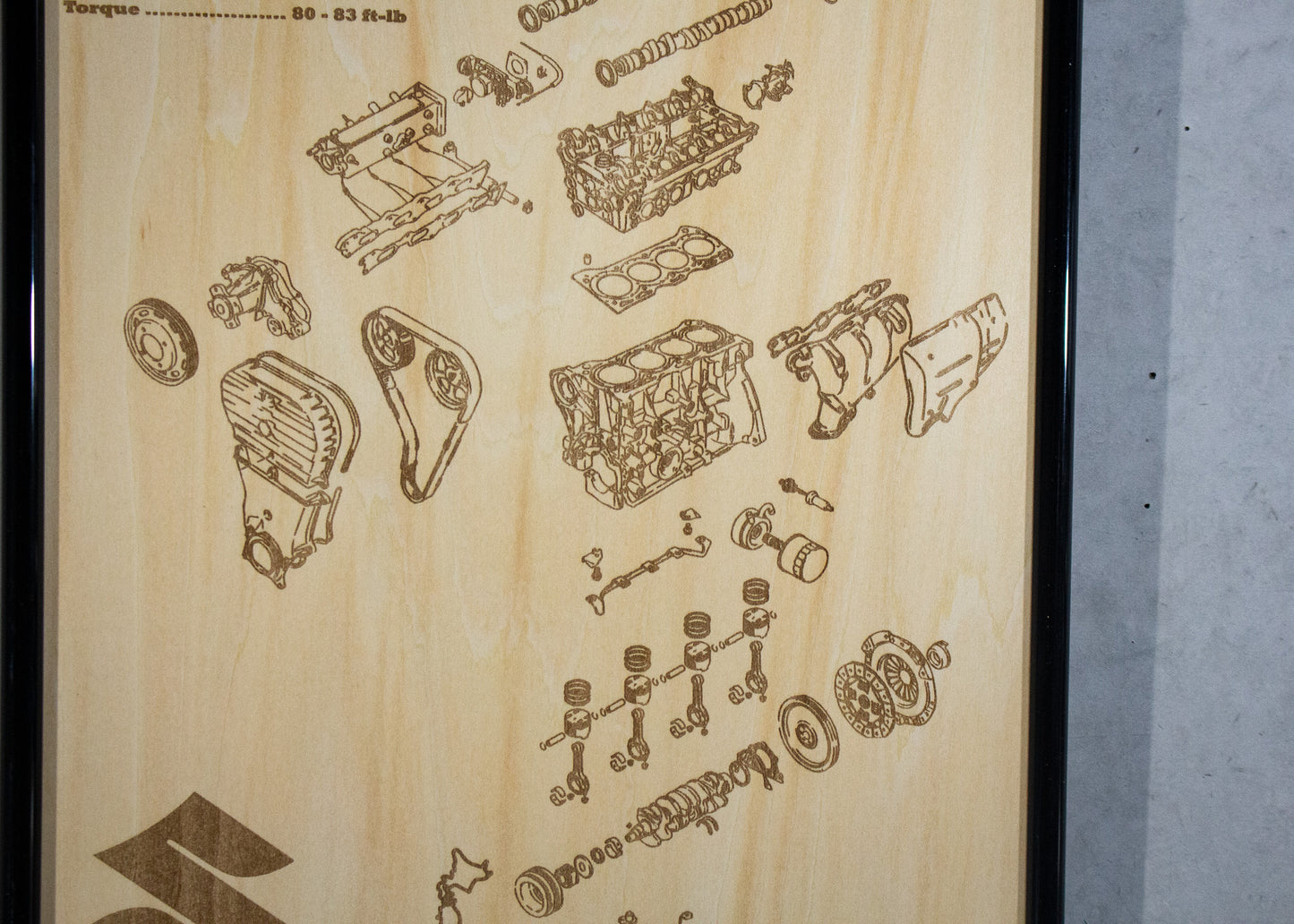 Suzuki G13B 1.3L exploded view poster