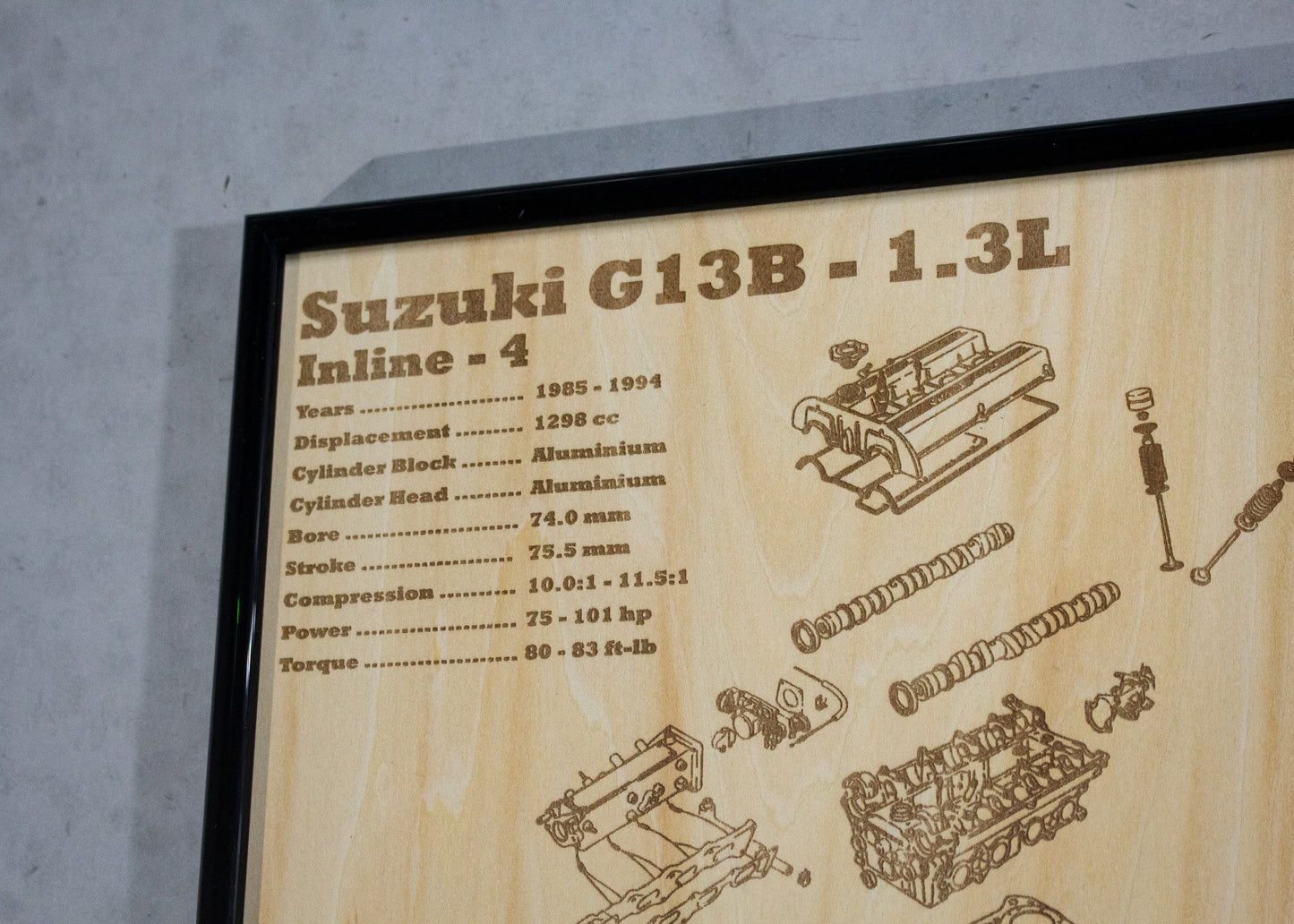 Suzuki G13B 1.3L exploded view poster