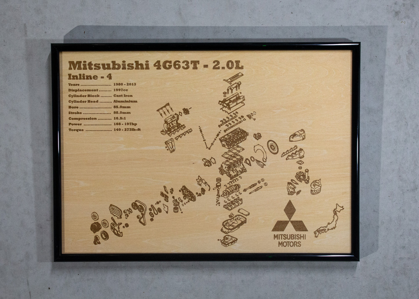 Mitsubishi 4G63T 2.0L exploded view poster