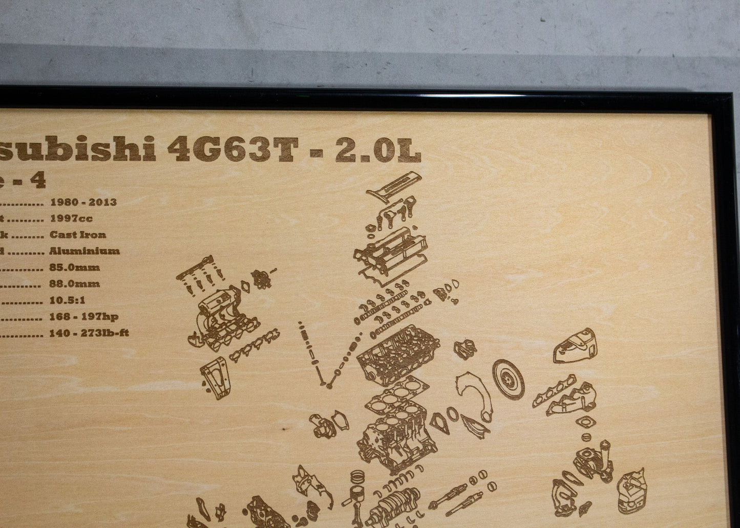 Mitsubishi 4G63T 2.0L exploded view poster