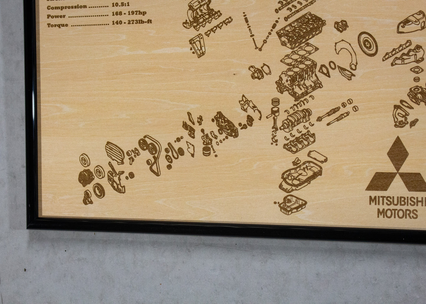 Mitsubishi 4G63T 2.0L exploded view poster