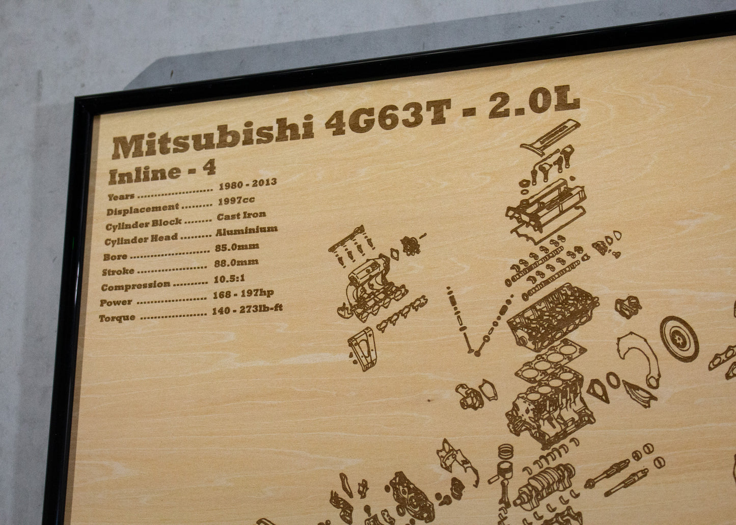 Mitsubishi 4G63T 2.0L exploded view poster