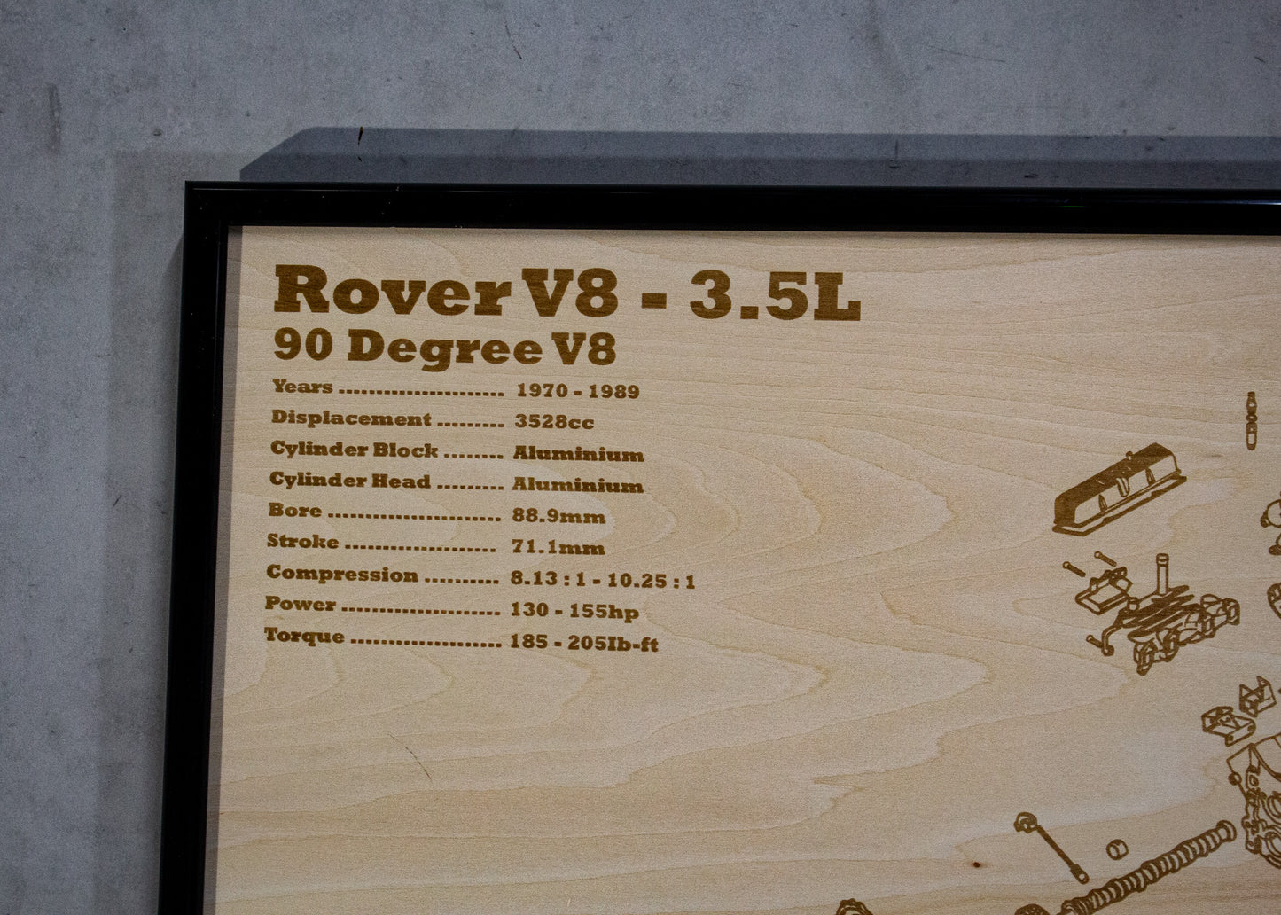 Land Rover 3.5L V8 Exploded view poster