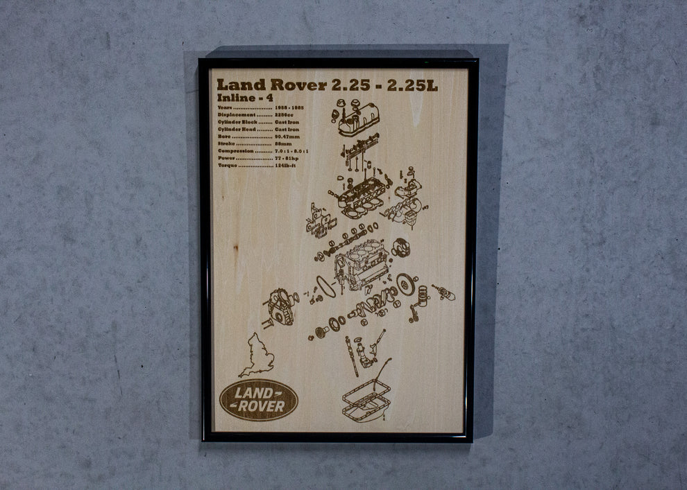 Land Rover 2.25L Exploded view poster – EngineMaps