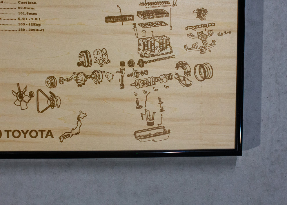 Toyota F 3.9L exploded view poster – EngineMaps
