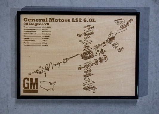 General Motors LS2 6.0L Exploded view poster