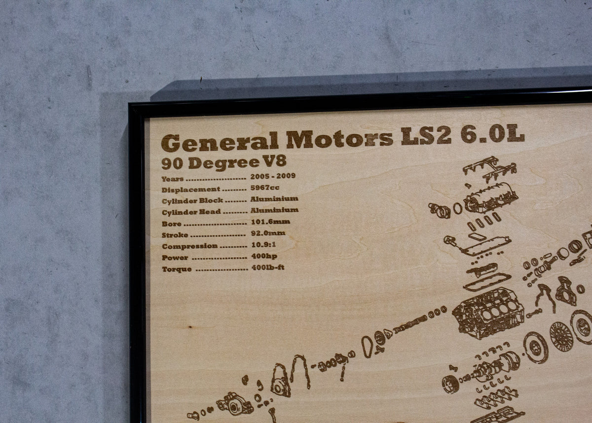 General Motors LS2 6.0L Exploded view poster – EngineMaps