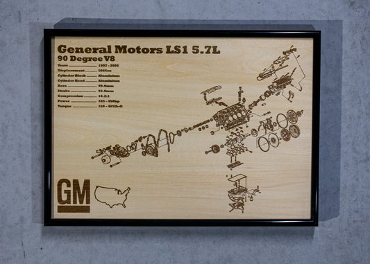 General Motors LS1 5.7L Exploded View Poster