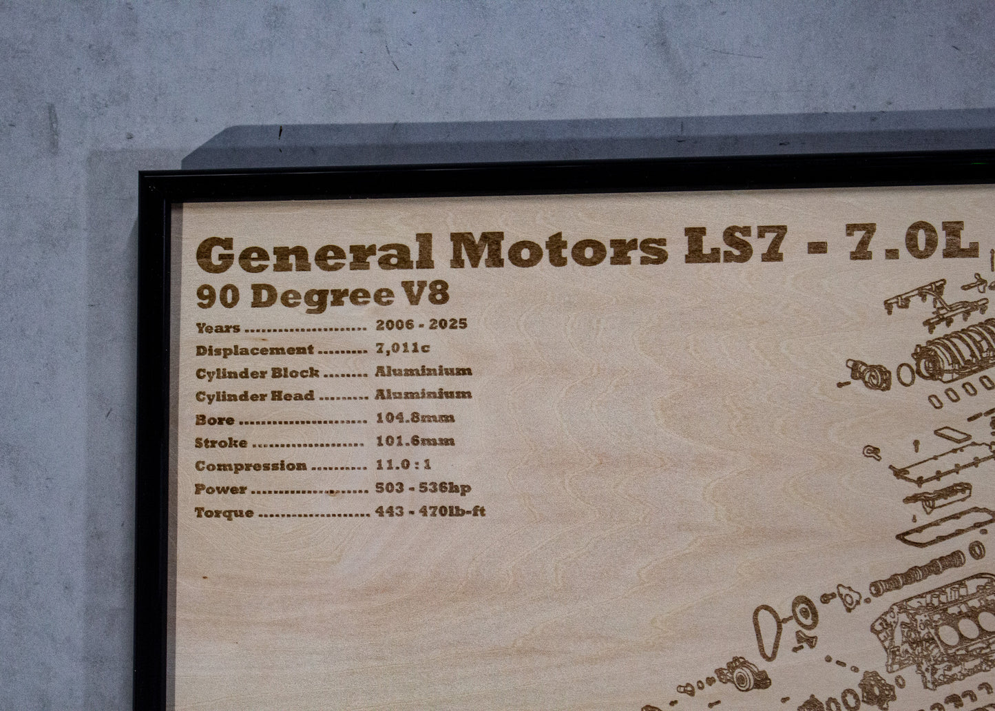 General Motors LS7 7.0L Exploded view poster