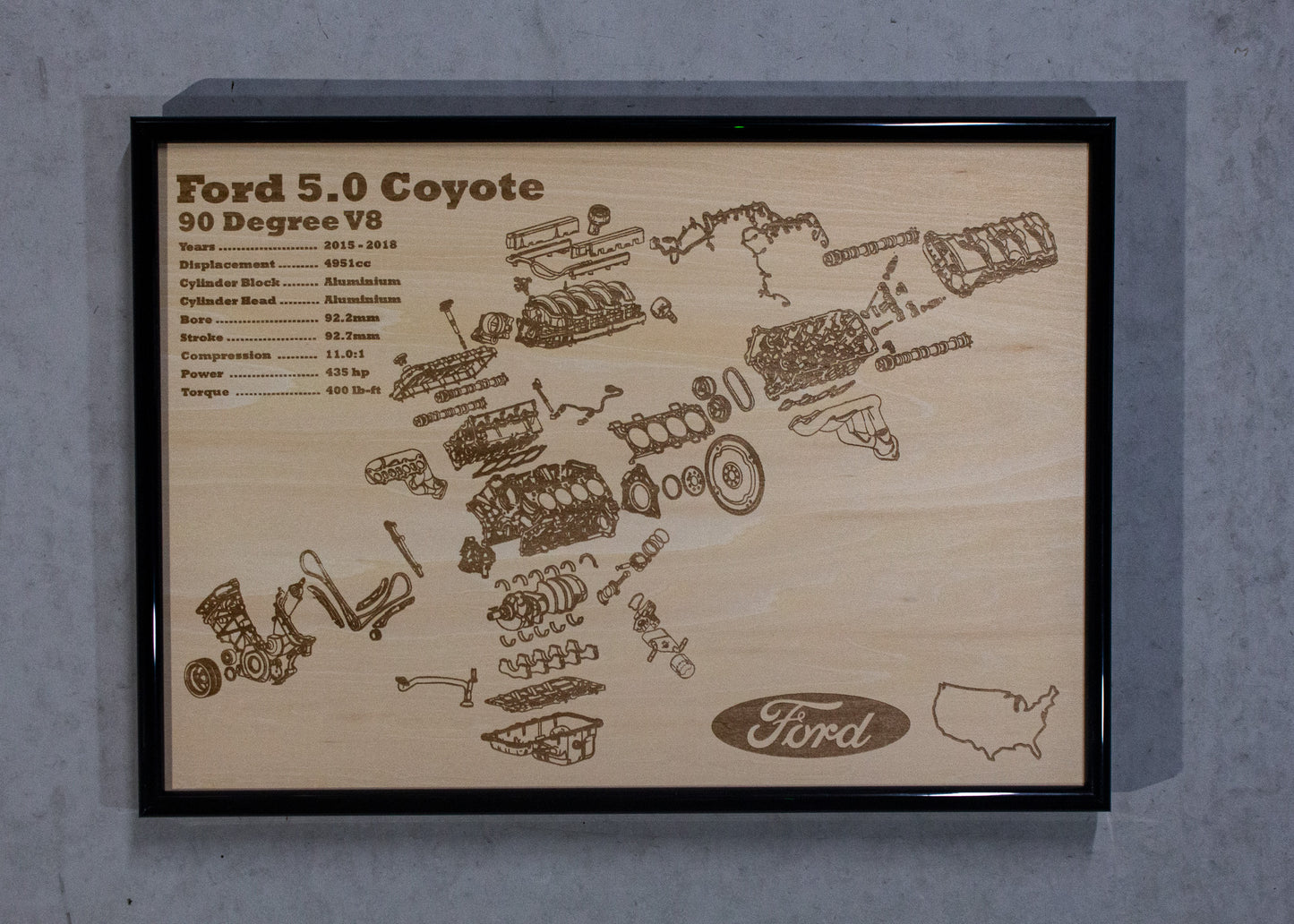 Ford 5.0 Coyote exploded view poster [2nd Gen]