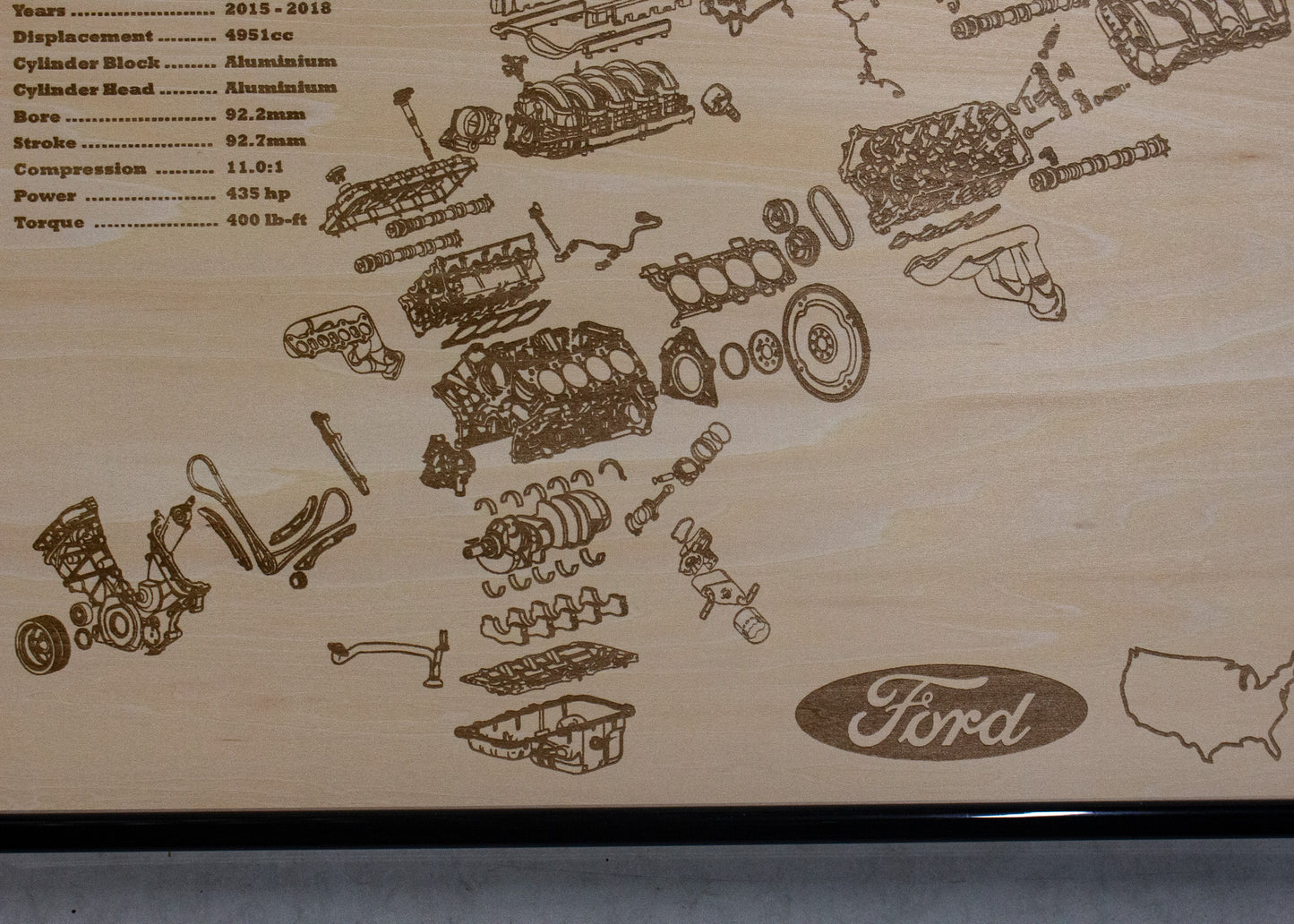 Ford 5.0 Coyote exploded view poster [2nd Gen]