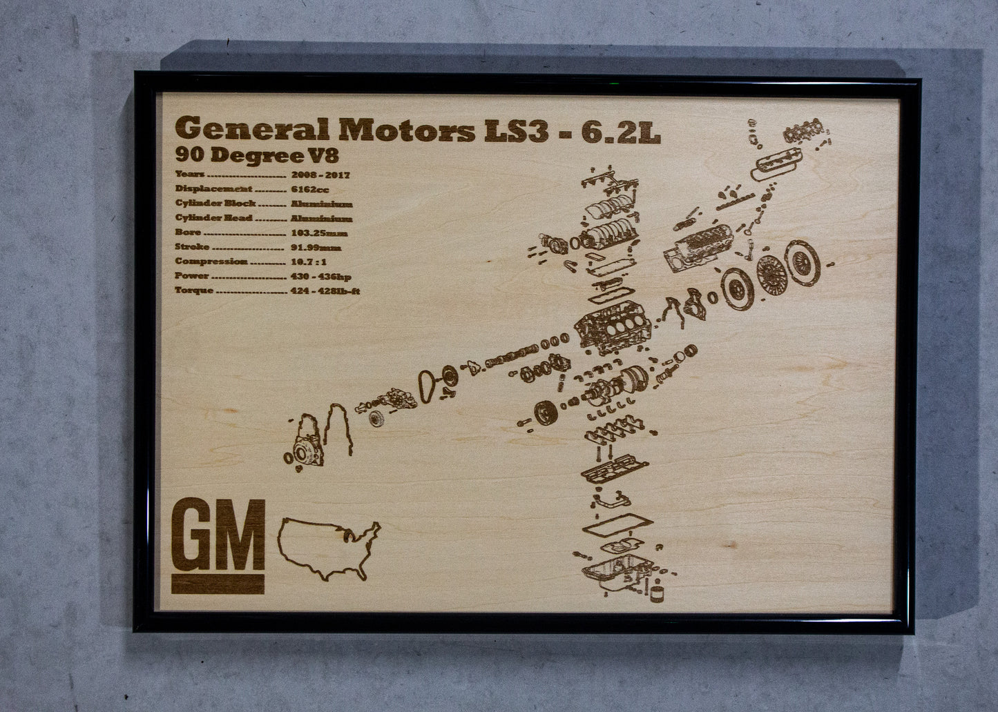 General Motors LS3 6.2L Exploded view poster