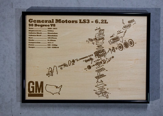General Motors LS3 6.2L Exploded view poster