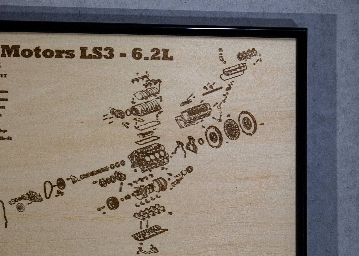 General Motors LS3 6.2L Exploded view poster – EngineMaps