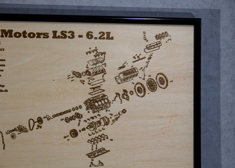 General Motors LS3 6.2L Exploded view poster – EngineMaps