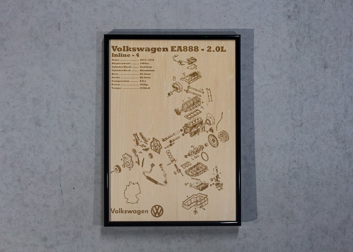 Volkswagen EA888 [3rd gen] 2.0L exploded view poster – EngineMaps