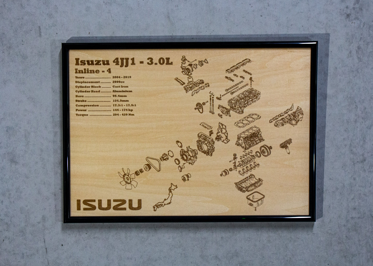 Isuzu 4JJ1 3.0L exploded view poster