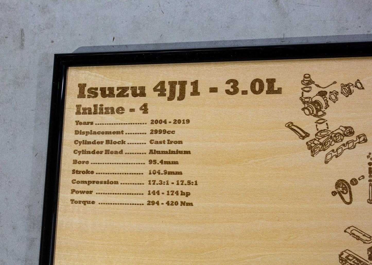 Isuzu 4JJ1 3.0L exploded view poster