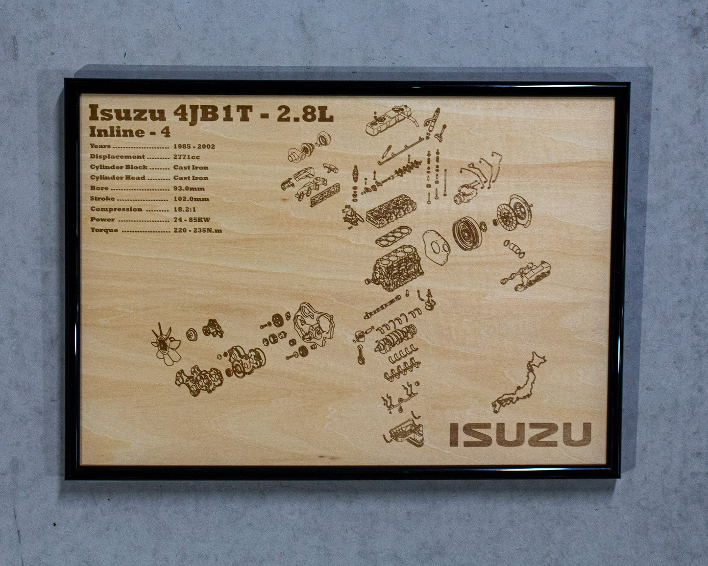 Isuzu 4JB1-T 2.8L Exploded view poster