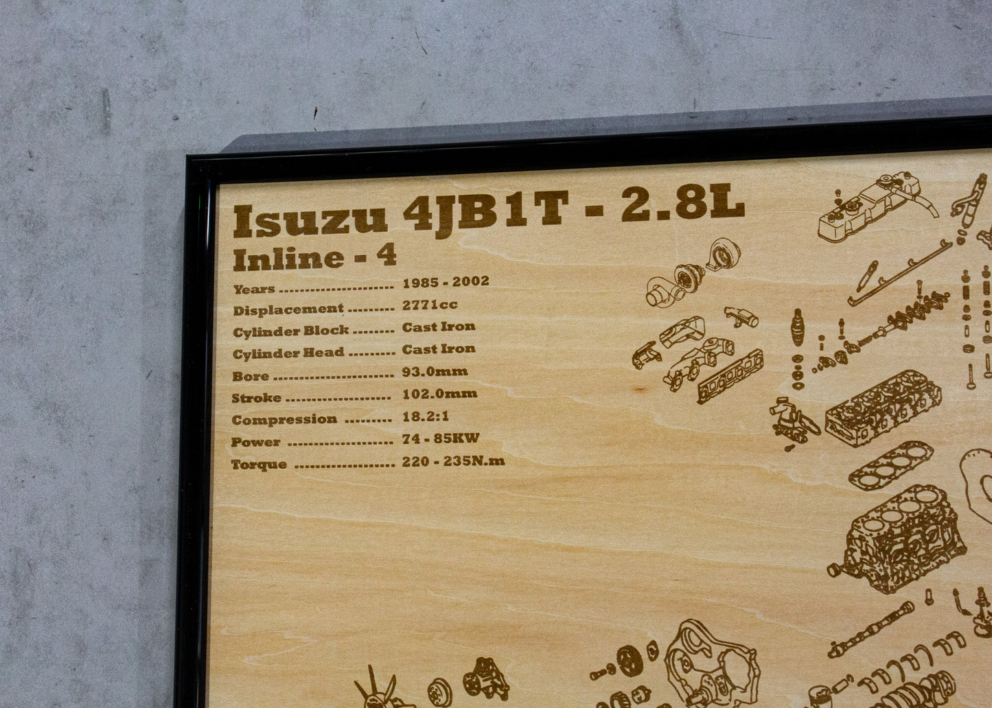 Isuzu 4JB1-T 2.8L Exploded view poster