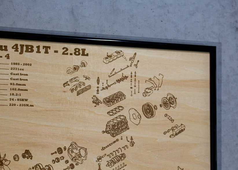 Isuzu 4JB1-T 2.8L Exploded view poster – EngineMaps