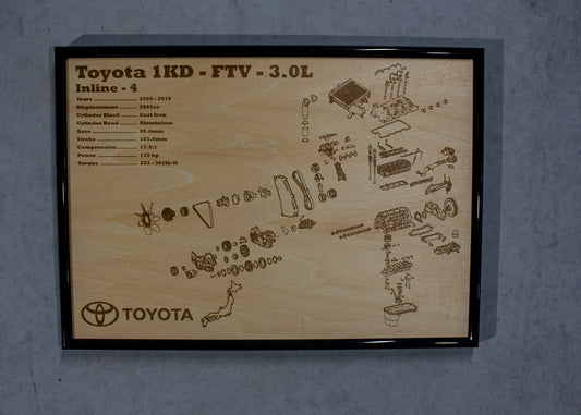 Toyota 1KD-FTV 3.0L exploded view poster