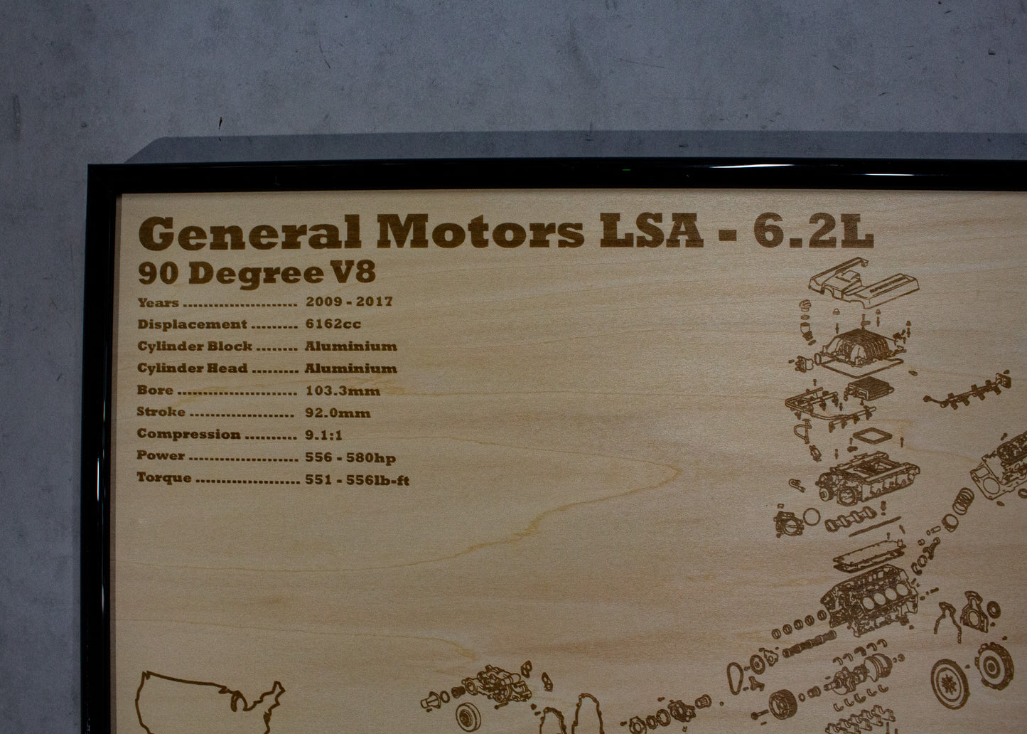 General Motors LSA 6.2L Engine Exploded View Poster